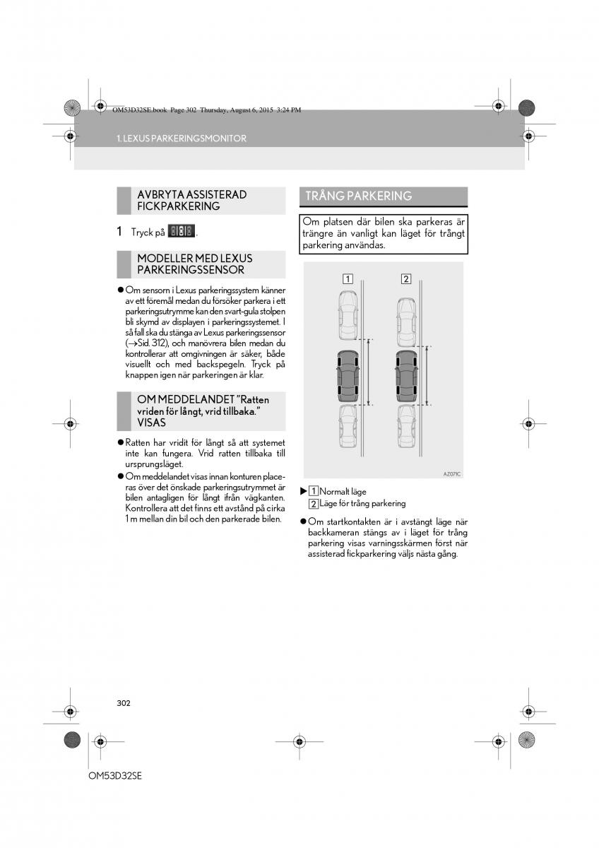 Lexus IS300h III 3 instruktionsbok / page 302