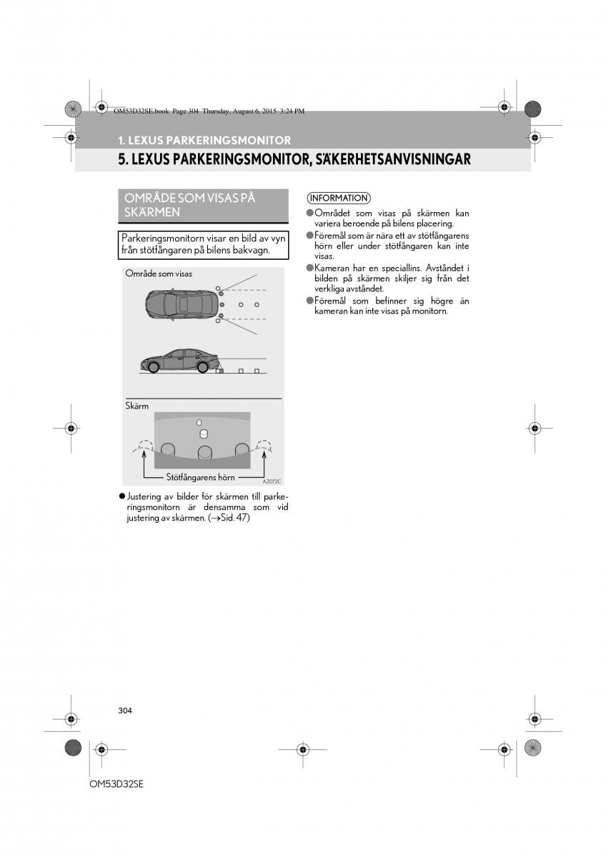 Lexus IS300h III 3 instruktionsbok / page 304