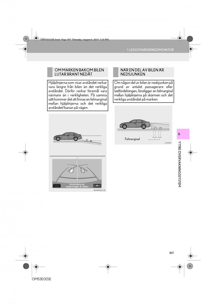 Lexus IS300h III 3 instruktionsbok / page 307