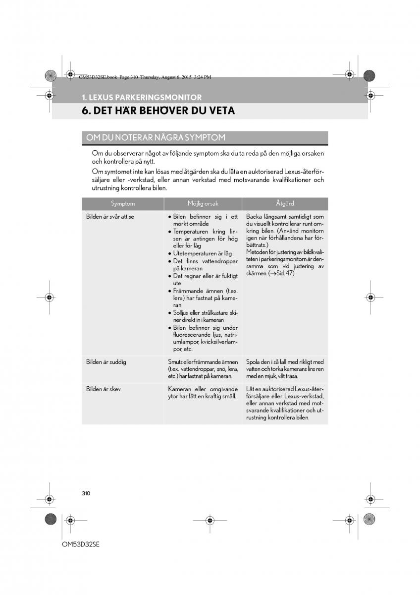 Lexus IS300h III 3 instruktionsbok / page 310