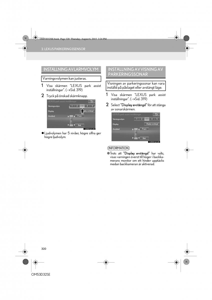 Lexus IS300h III 3 instruktionsbok / page 320