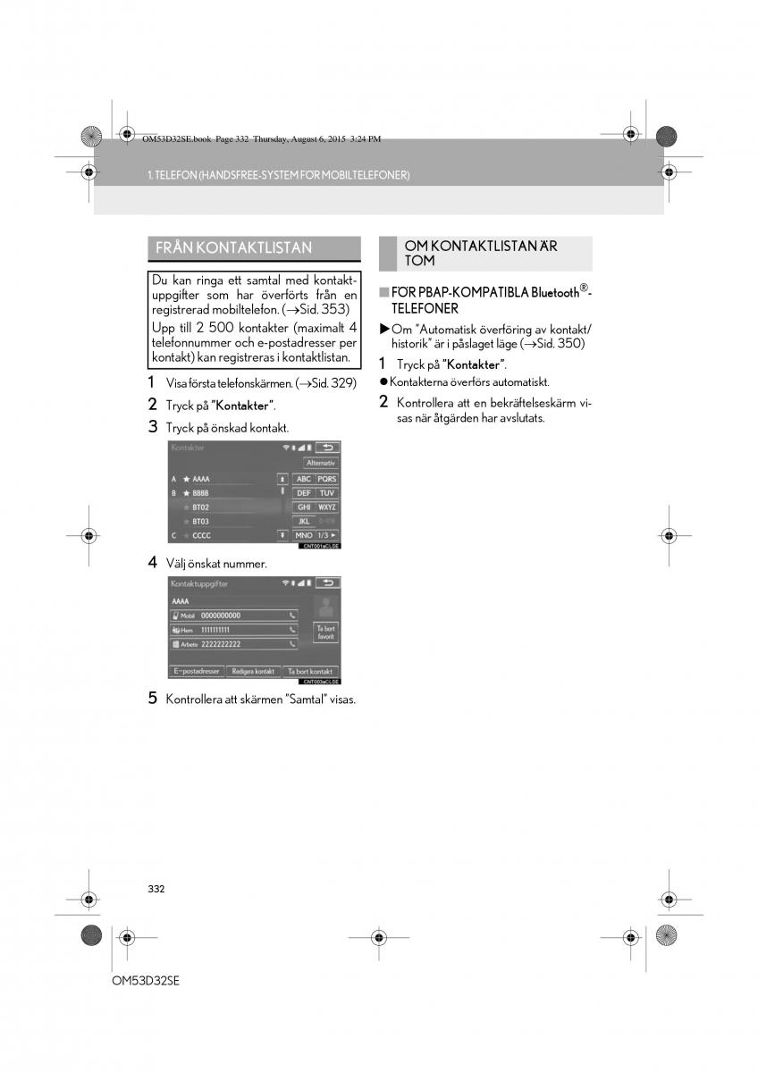 Lexus IS300h III 3 instruktionsbok / page 332