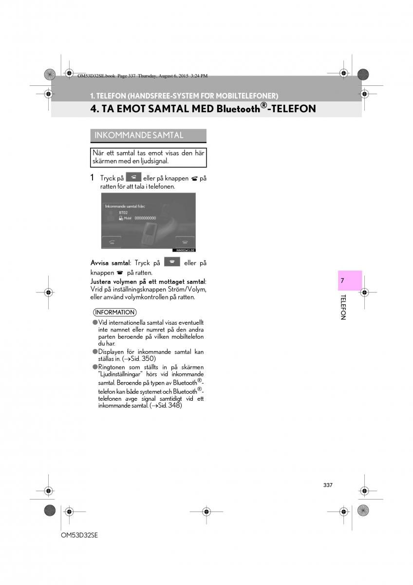 Lexus IS300h III 3 instruktionsbok / page 337