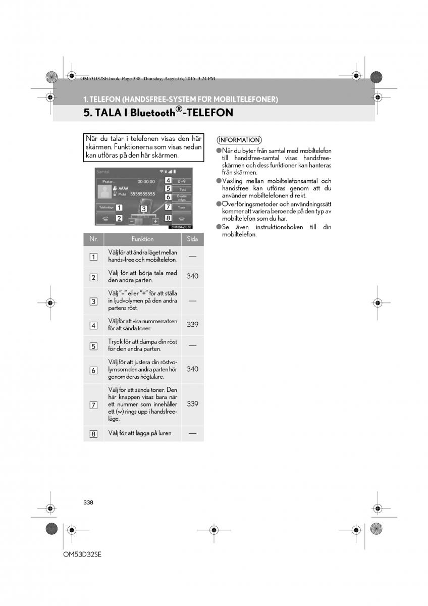 Lexus IS300h III 3 instruktionsbok / page 338