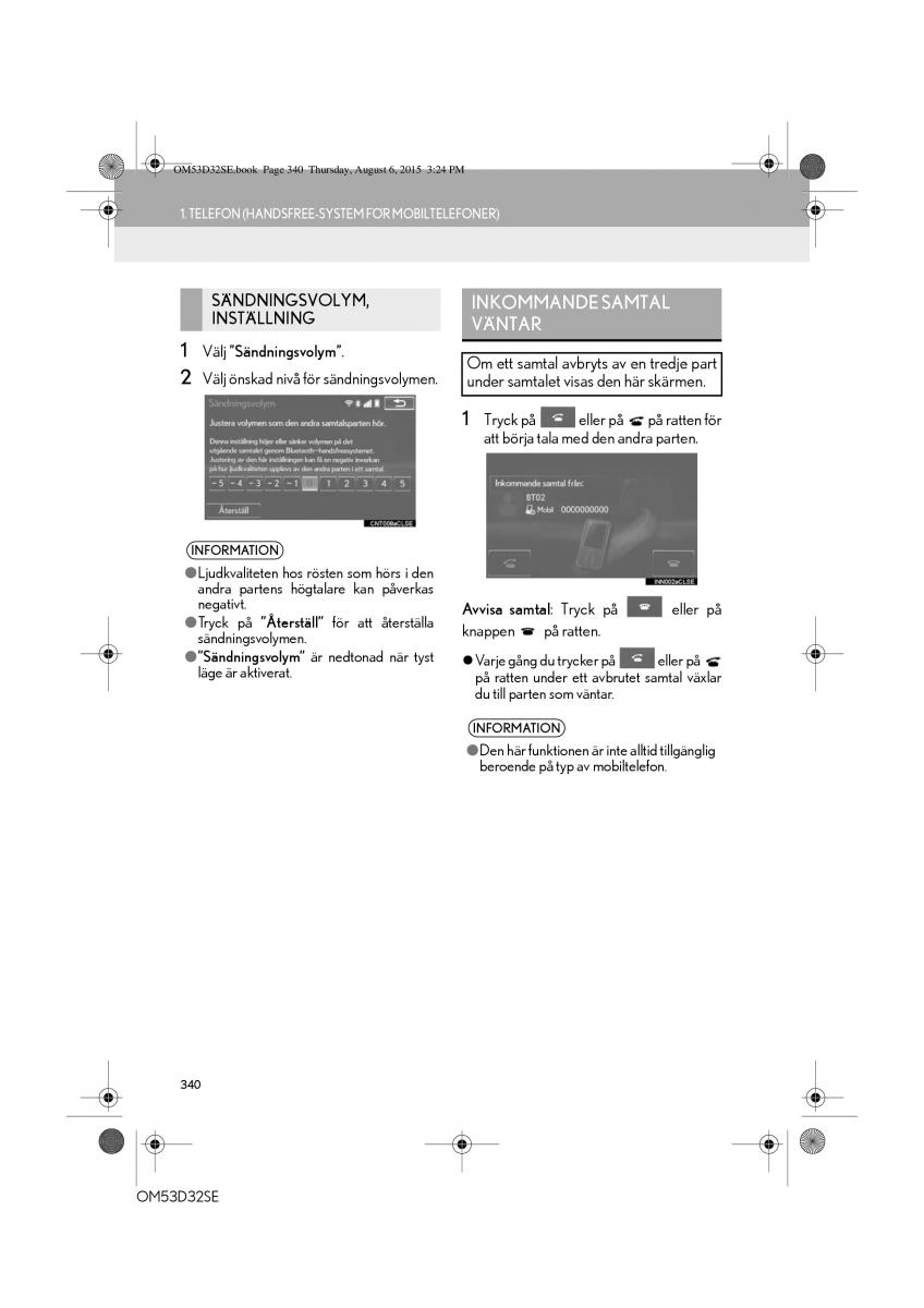 Lexus IS300h III 3 instruktionsbok / page 340