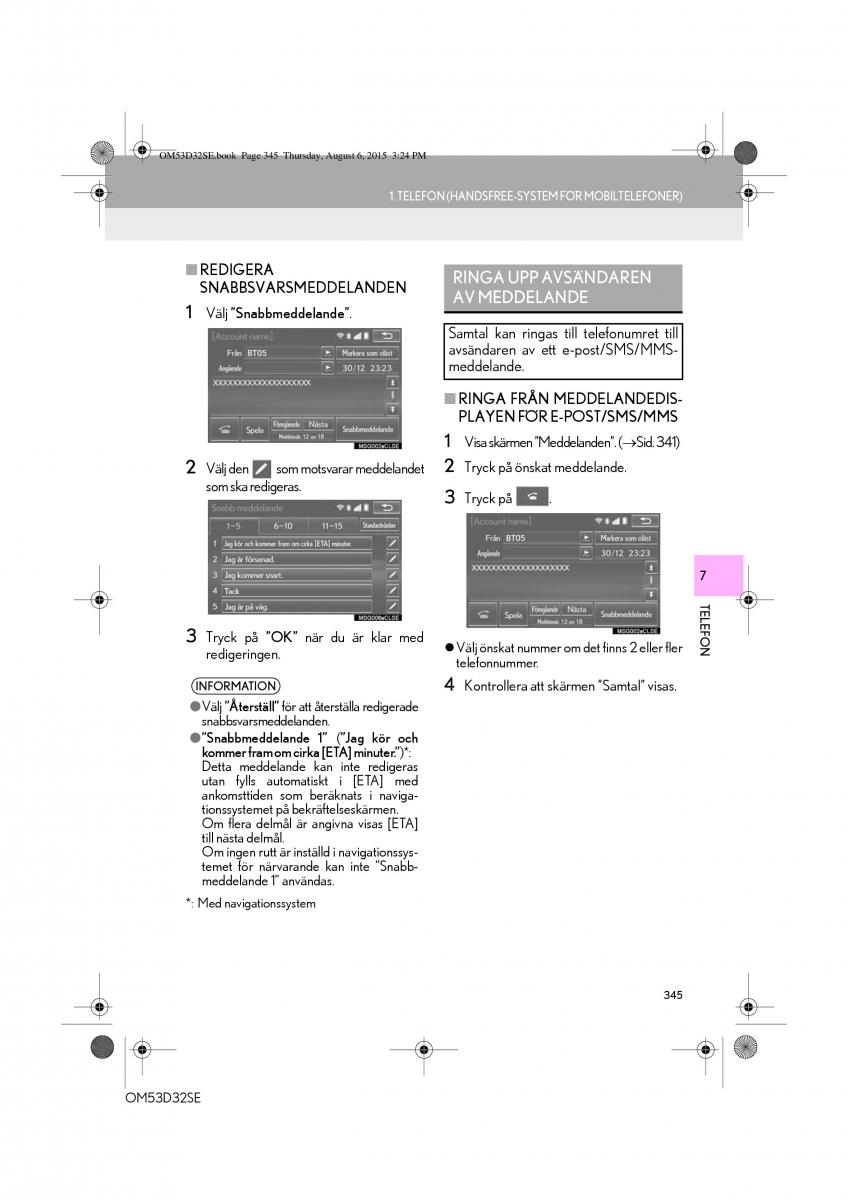 Lexus IS300h III 3 instruktionsbok / page 345