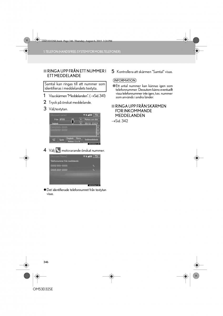 Lexus IS300h III 3 instruktionsbok / page 346