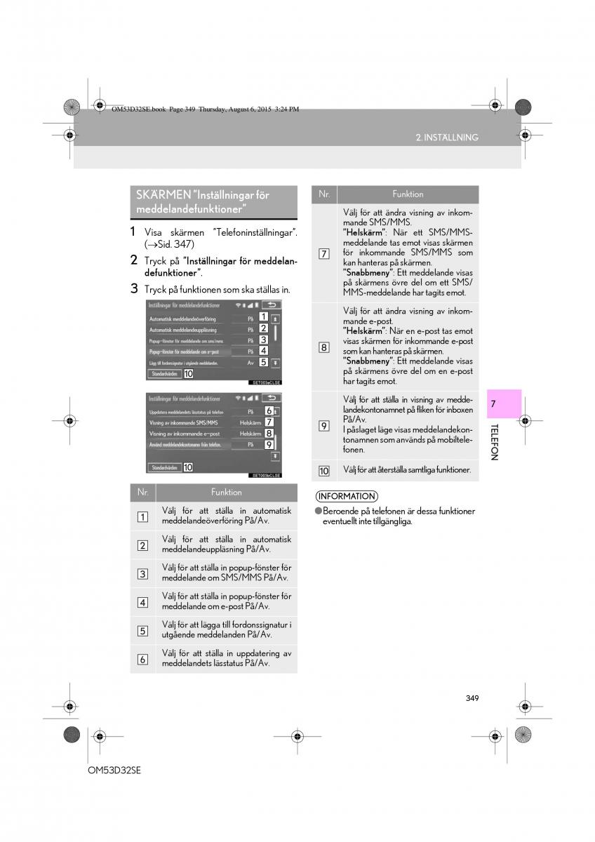 Lexus IS300h III 3 instruktionsbok / page 349