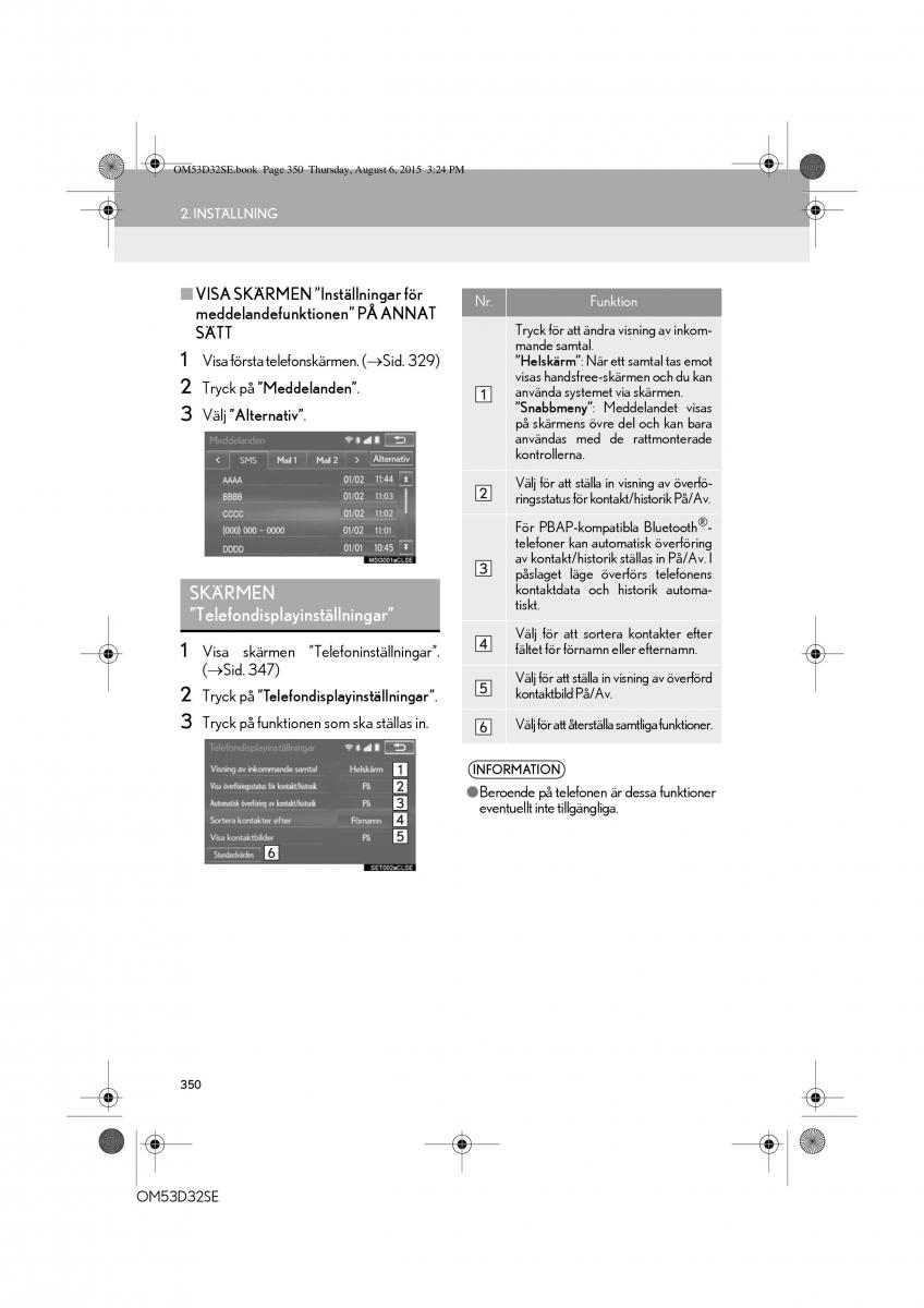 Lexus IS300h III 3 instruktionsbok / page 350