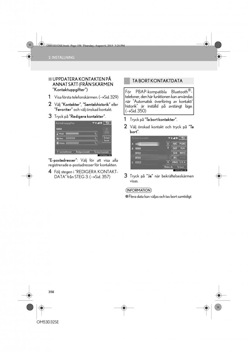 Lexus IS300h III 3 instruktionsbok / page 358