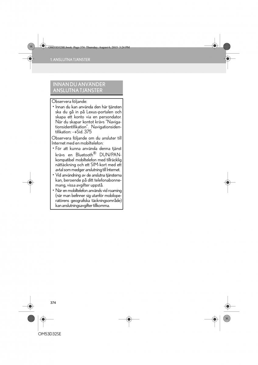 Lexus IS300h III 3 instruktionsbok / page 374