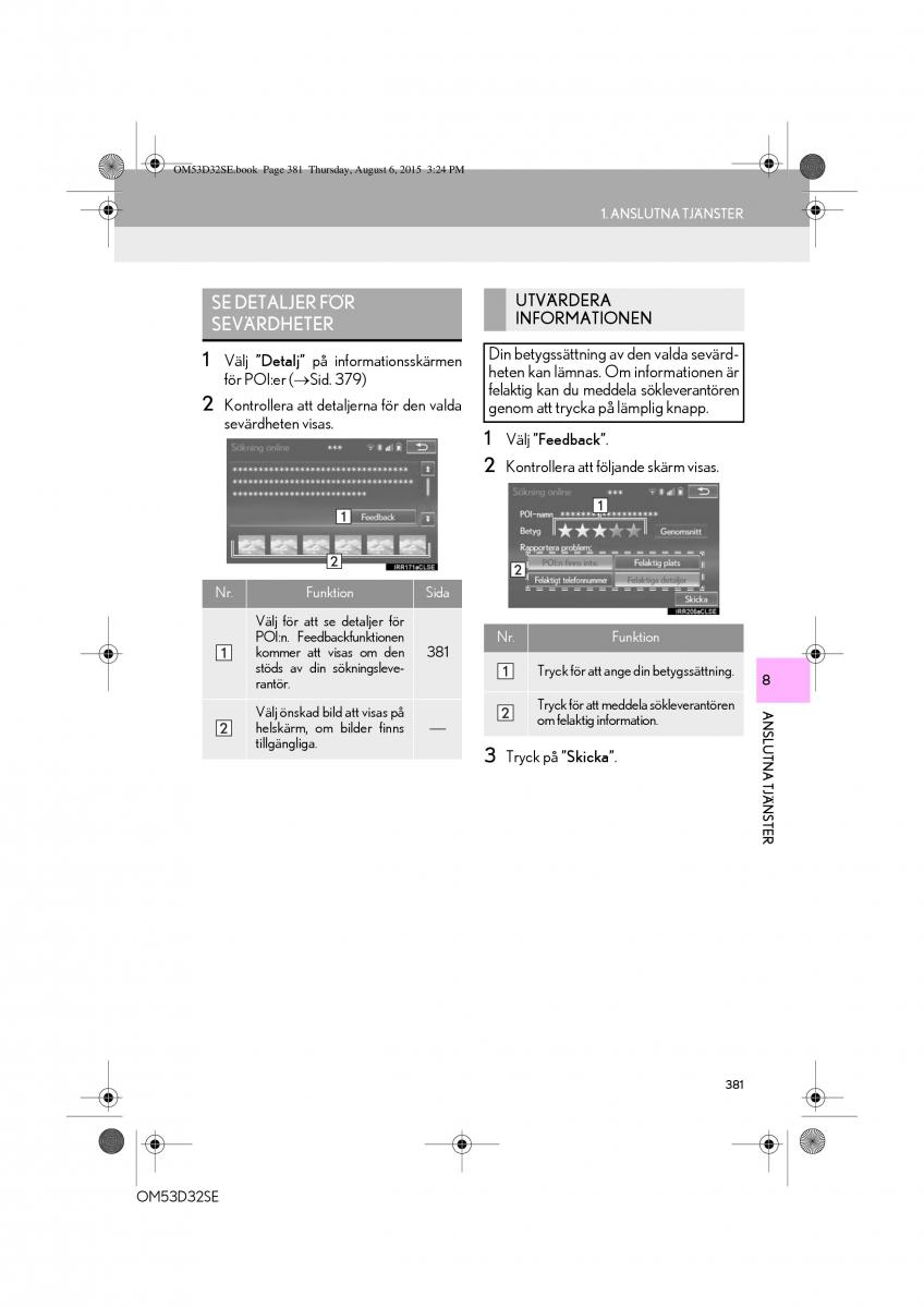 Lexus IS300h III 3 instruktionsbok / page 381