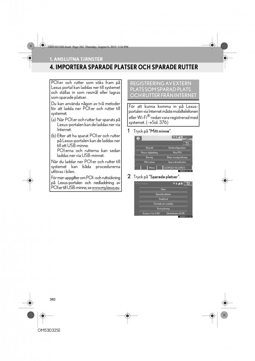 Lexus IS300h III 3 instruktionsbok / page 382