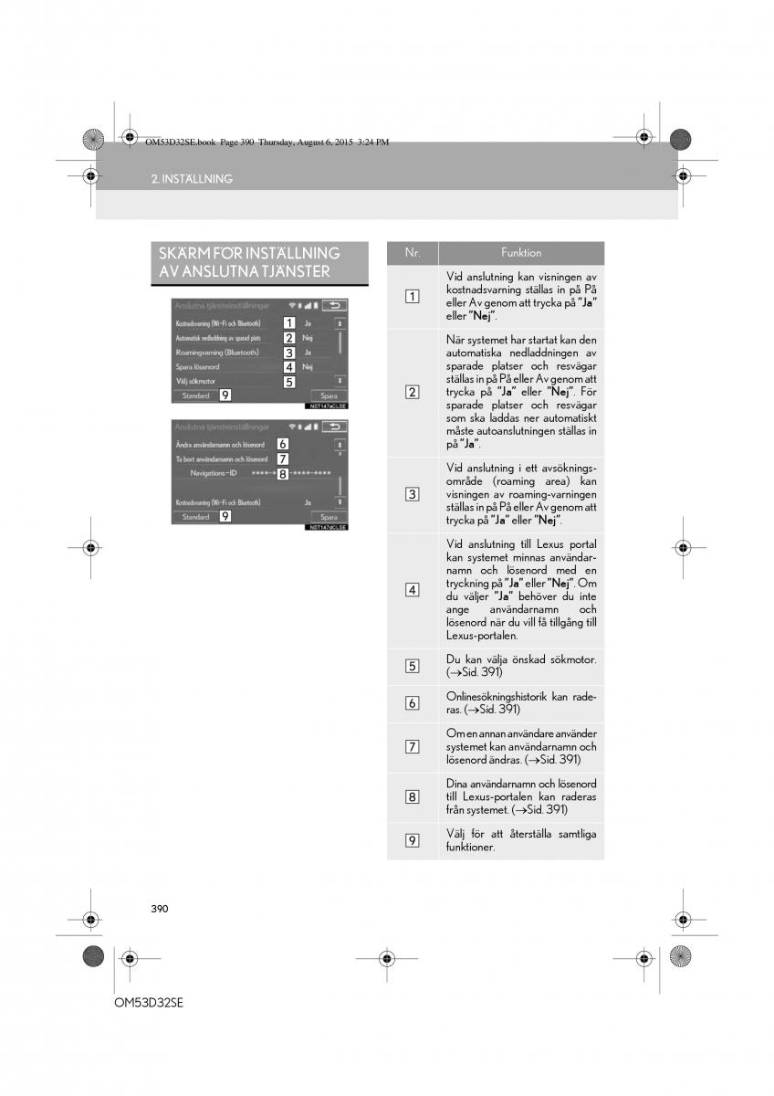 Lexus IS300h III 3 instruktionsbok / page 390