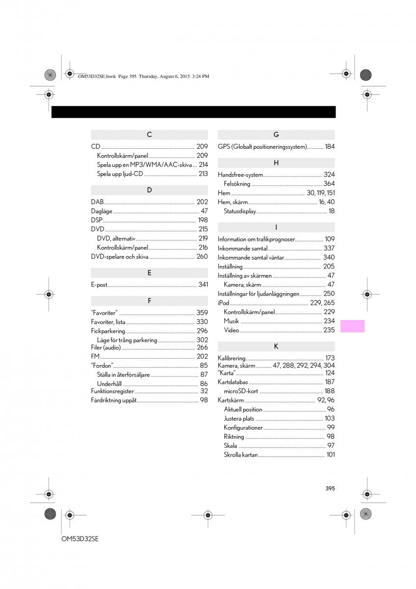 Lexus IS300h III 3 instruktionsbok / page 395