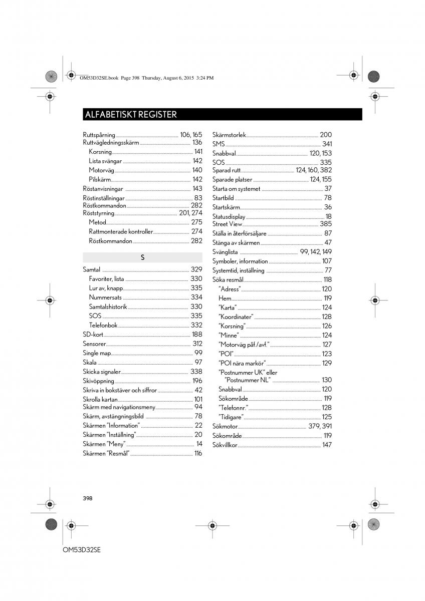 Lexus IS300h III 3 instruktionsbok / page 398