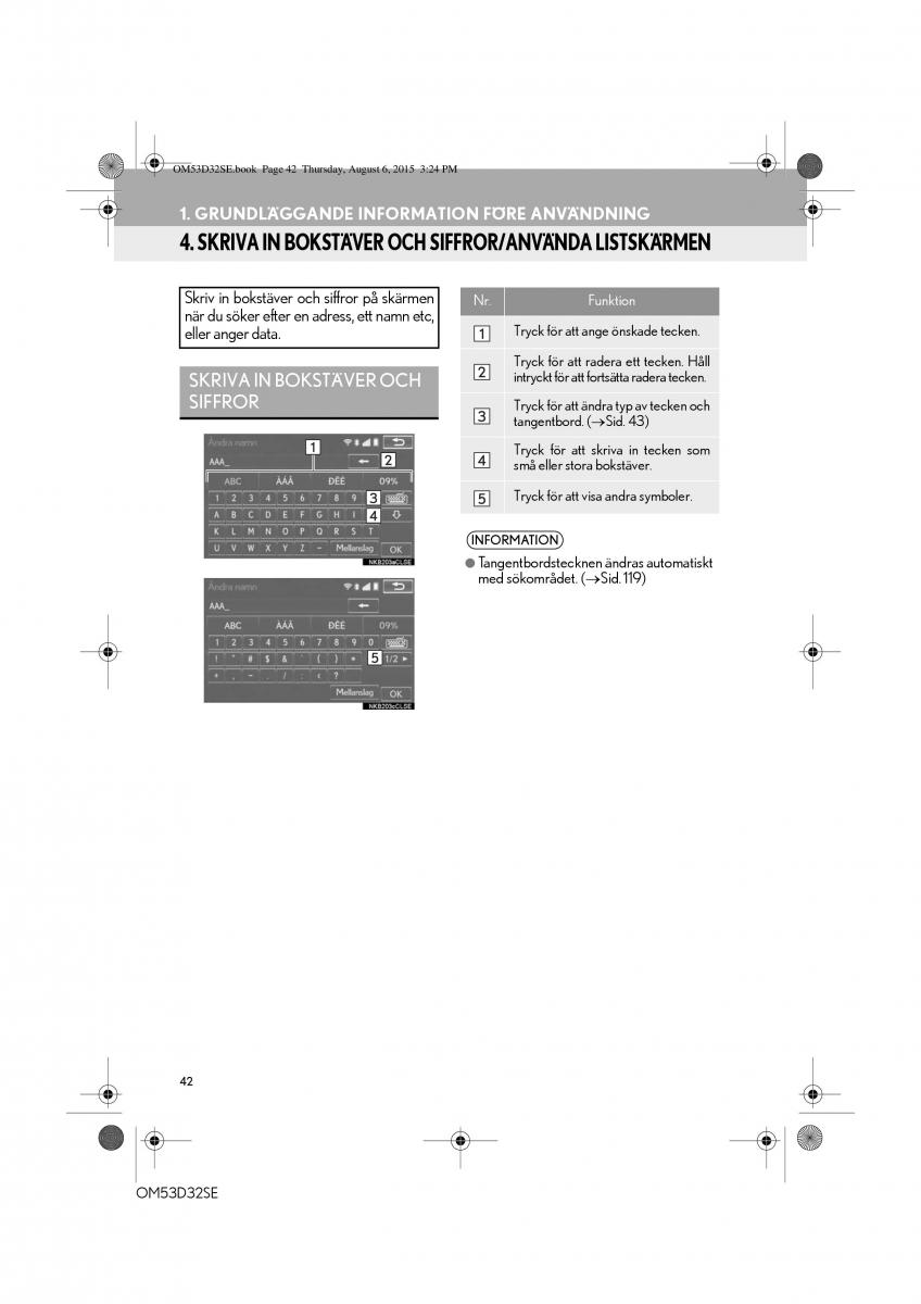 Lexus IS300h III 3 instruktionsbok / page 42