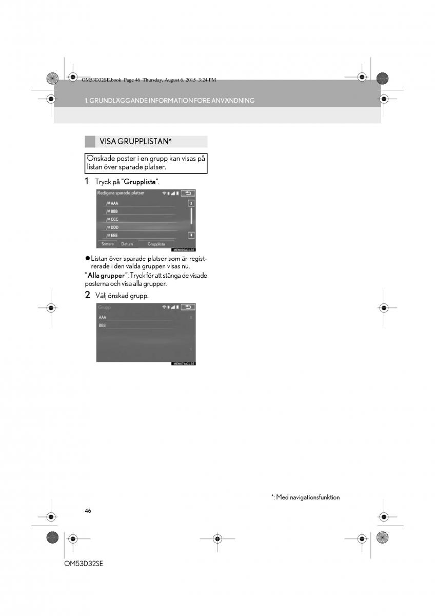 Lexus IS300h III 3 instruktionsbok / page 46