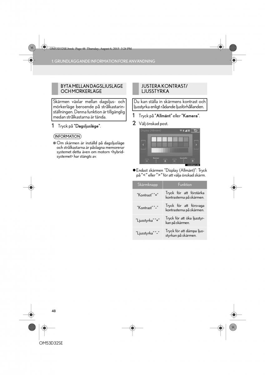 Lexus IS300h III 3 instruktionsbok / page 48