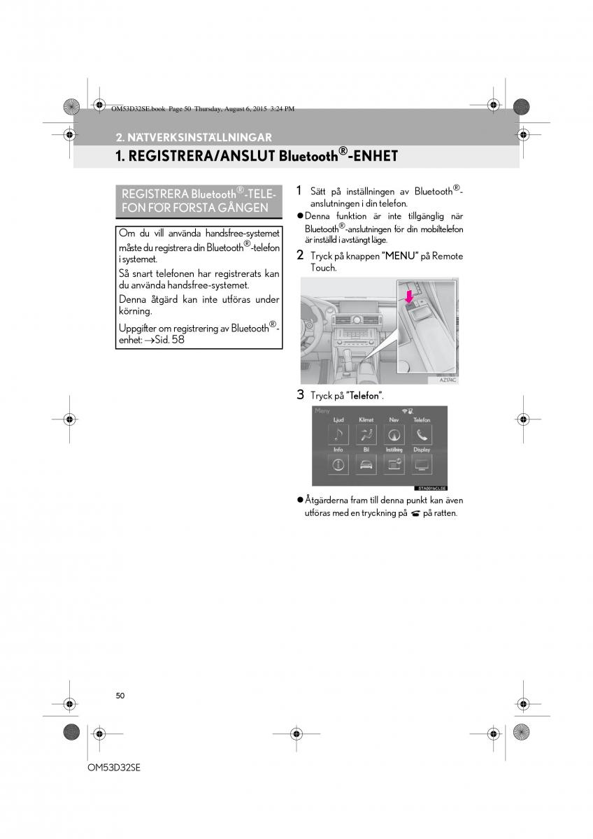 Lexus IS300h III 3 instruktionsbok / page 50