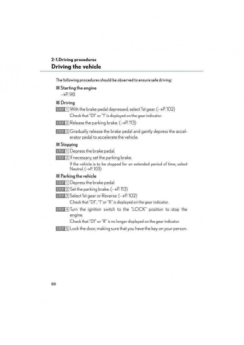 Lexus LFA owners manual / page 92