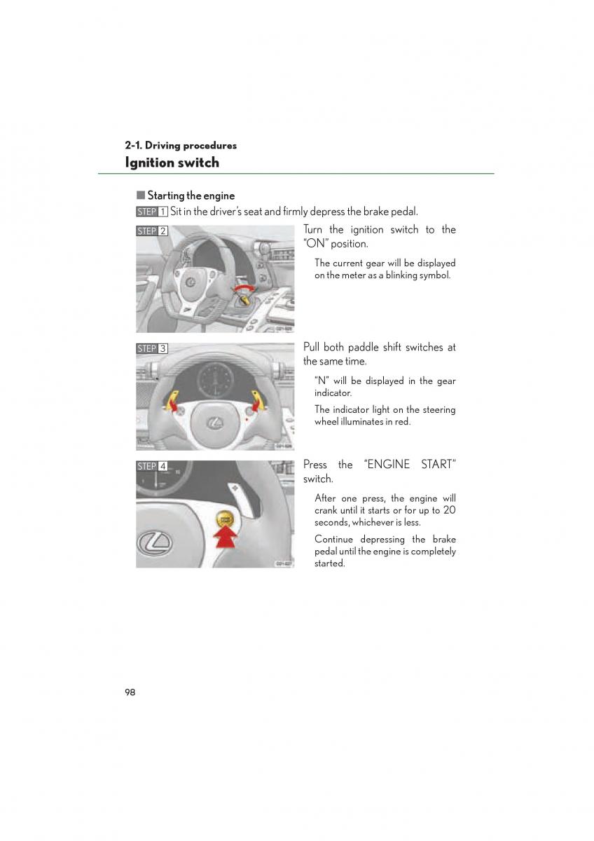 Lexus LFA owners manual / page 102