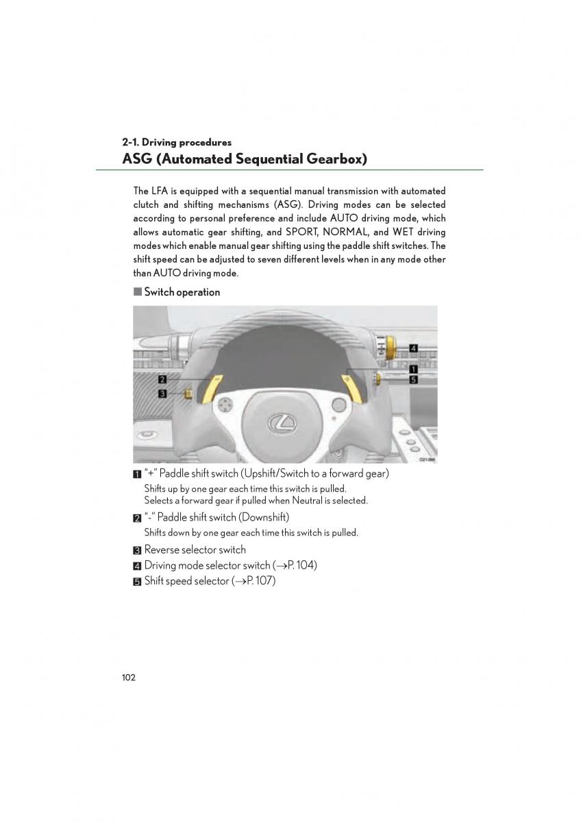 Lexus LFA owners manual / page 106