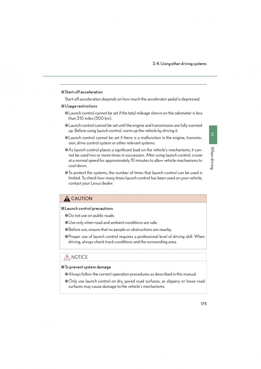 Lexus LFA owners manual / page 179