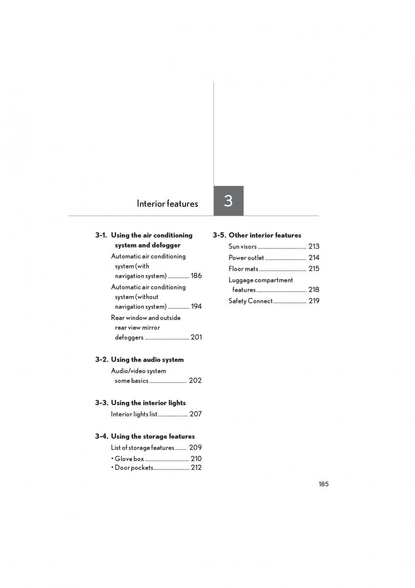 Lexus LFA owners manual / page 189