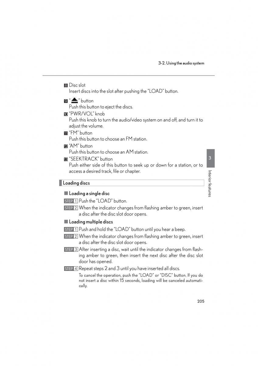 Lexus LFA owners manual / page 209