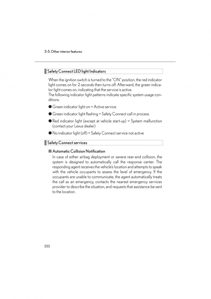 Lexus LFA owners manual / page 226