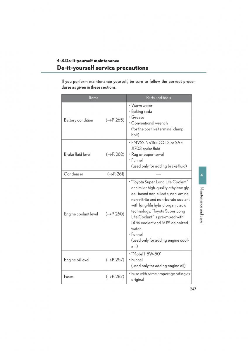 Lexus LFA owners manual / page 251