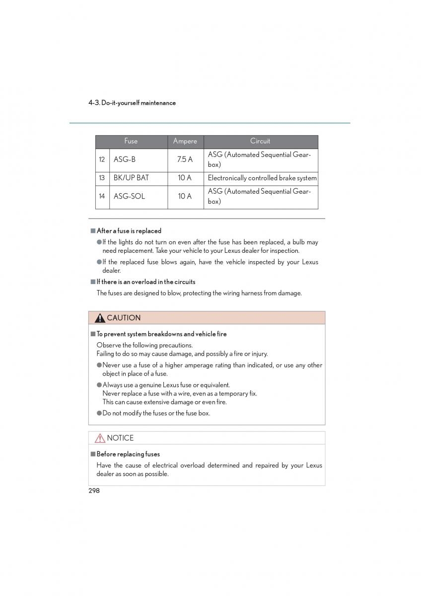 Lexus LFA owners manual / page 302