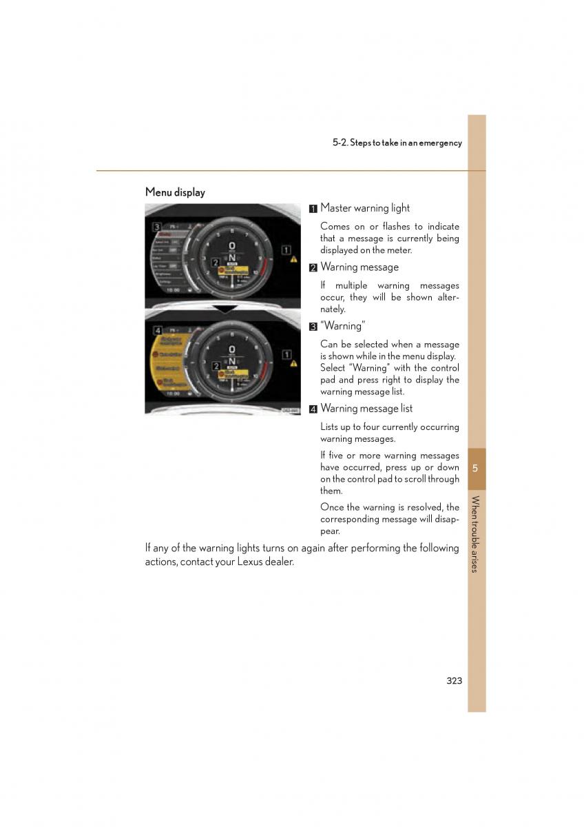 Lexus LFA owners manual / page 327