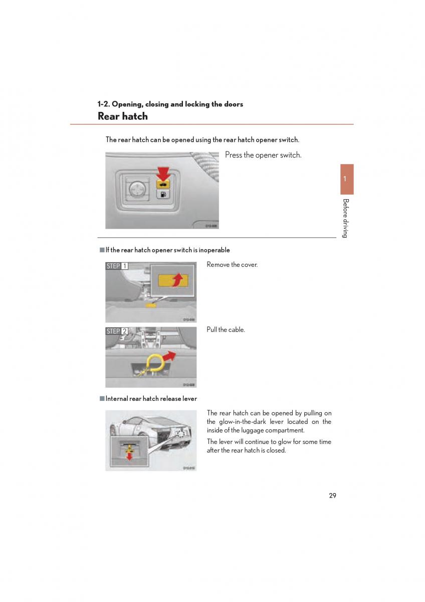 Lexus LFA owners manual / page 33