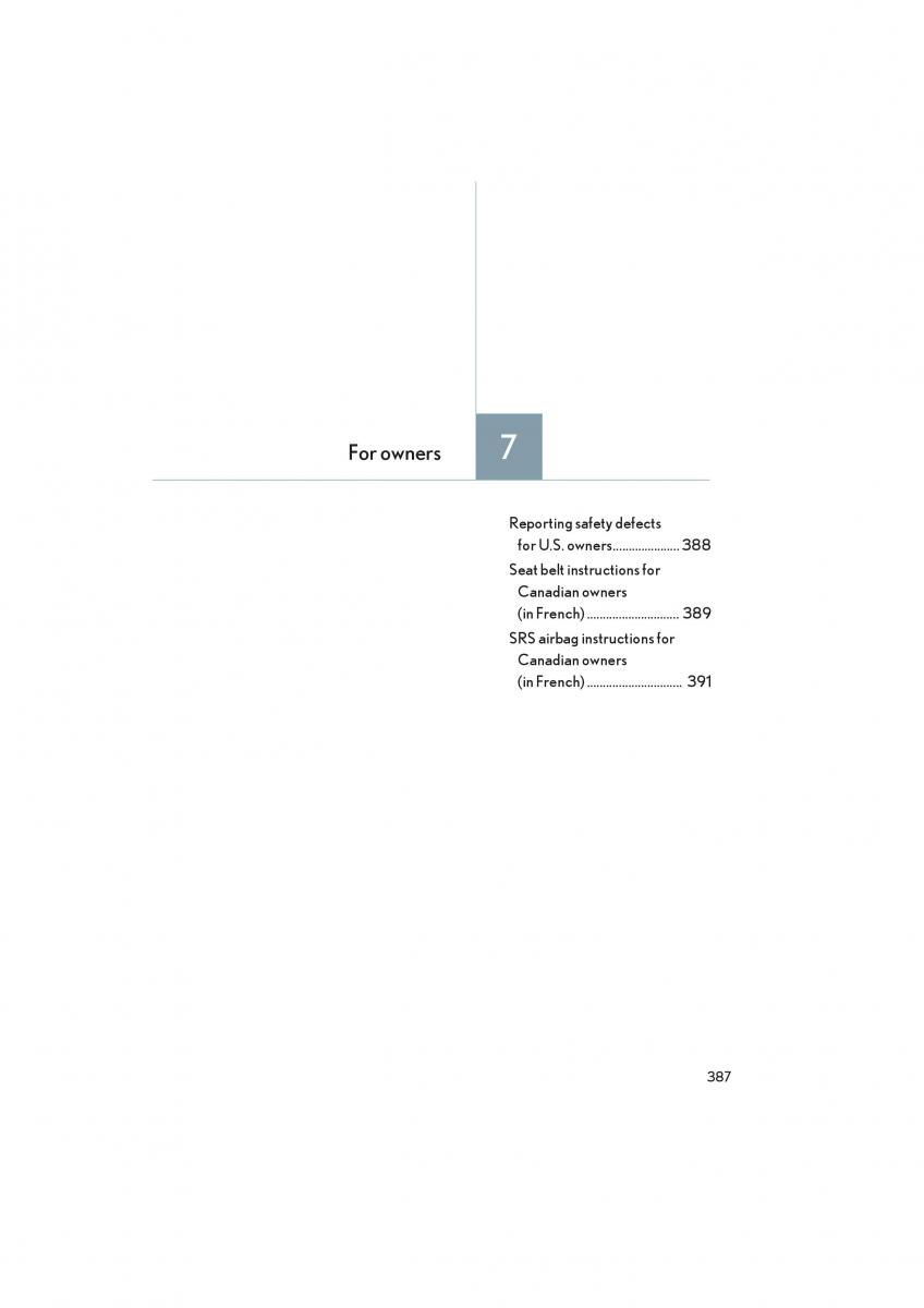 Lexus LFA owners manual / page 391