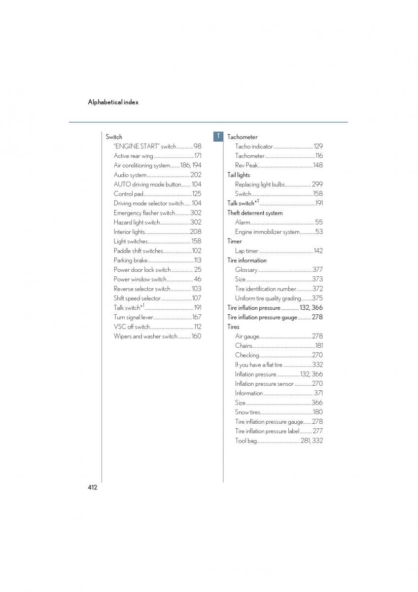 Lexus LFA owners manual / page 416