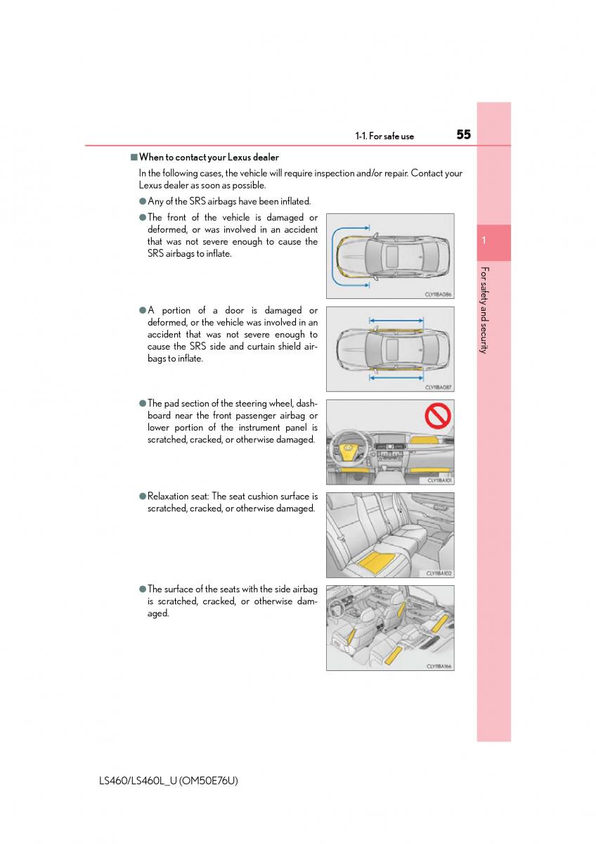 Lexus LS460 IV 4 owners manual / page 55