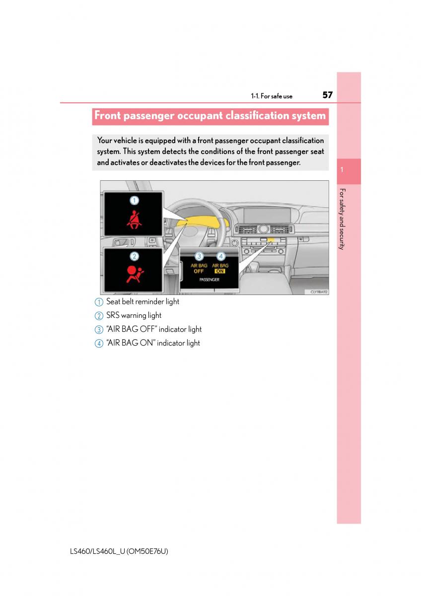 Lexus LS460 IV 4 owners manual / page 57