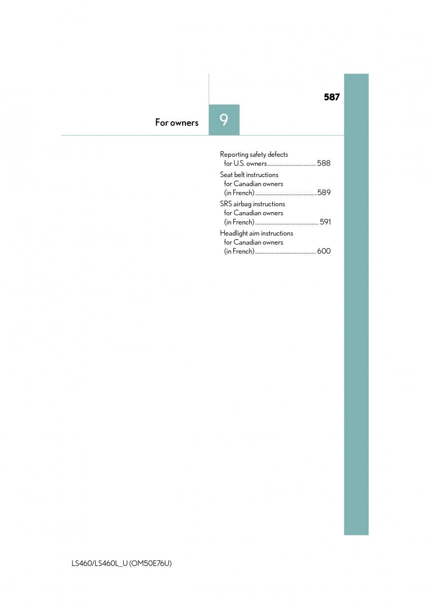 Lexus LS460 IV 4 owners manual / page 587