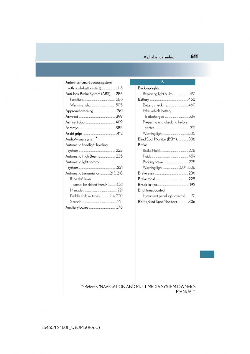 Lexus LS460 IV 4 owners manual / page 611