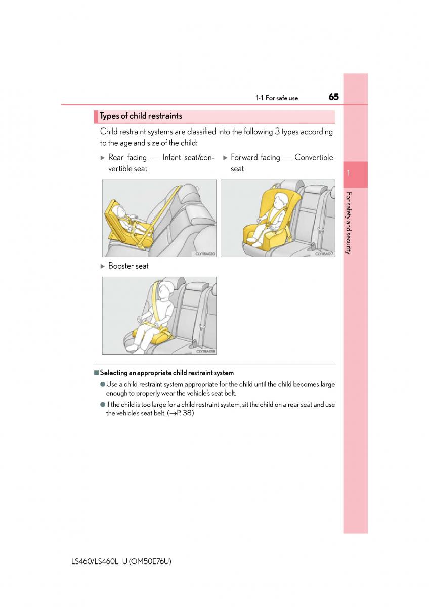 Lexus LS460 IV 4 owners manual / page 65