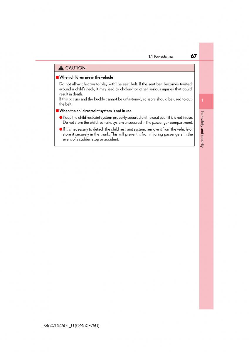 Lexus LS460 IV 4 owners manual / page 67