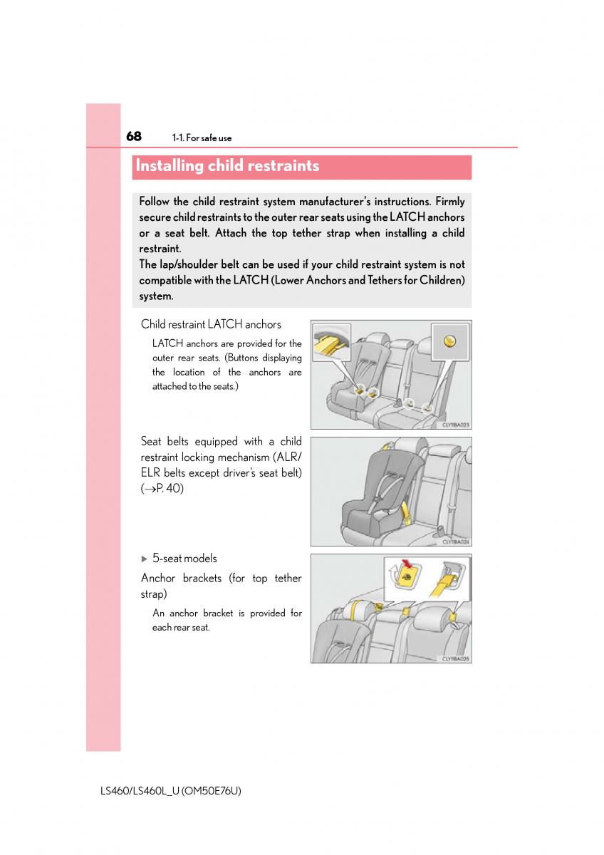 Lexus LS460 IV 4 owners manual / page 68