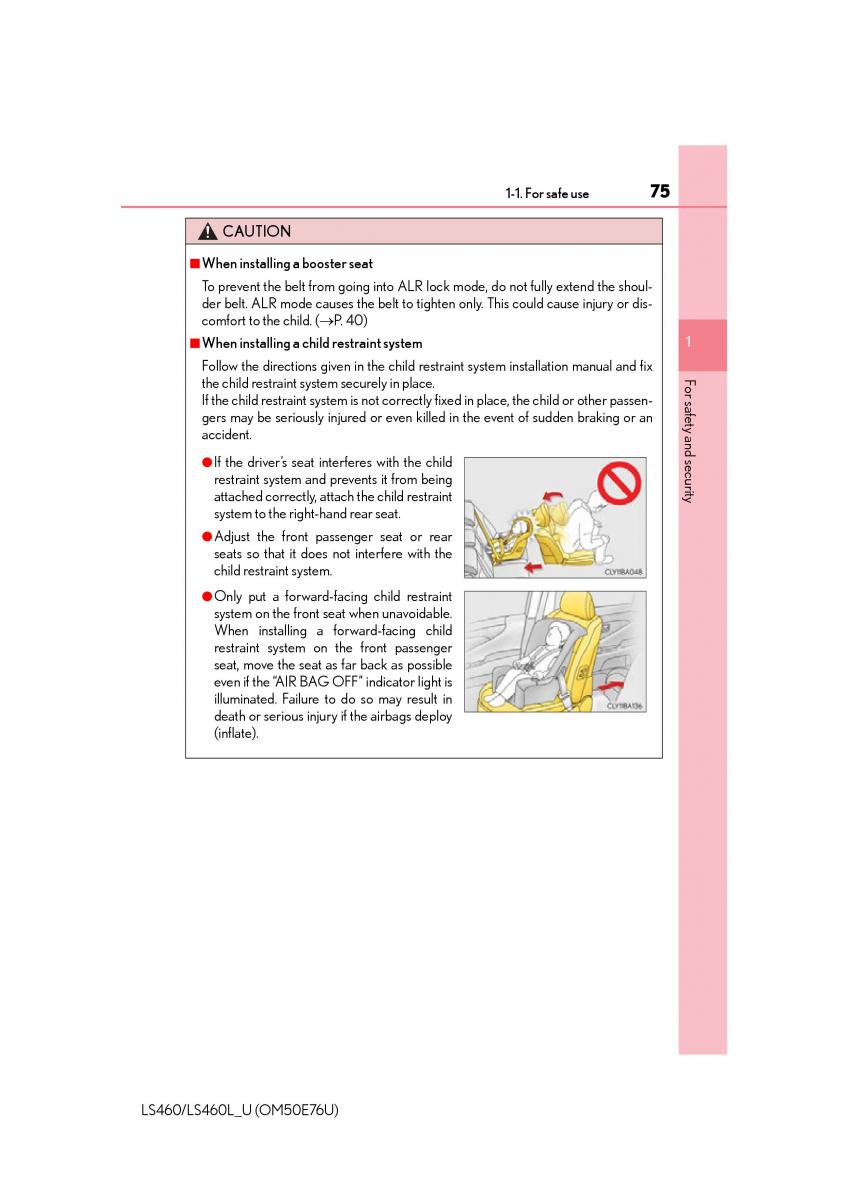 Lexus LS460 IV 4 owners manual / page 75