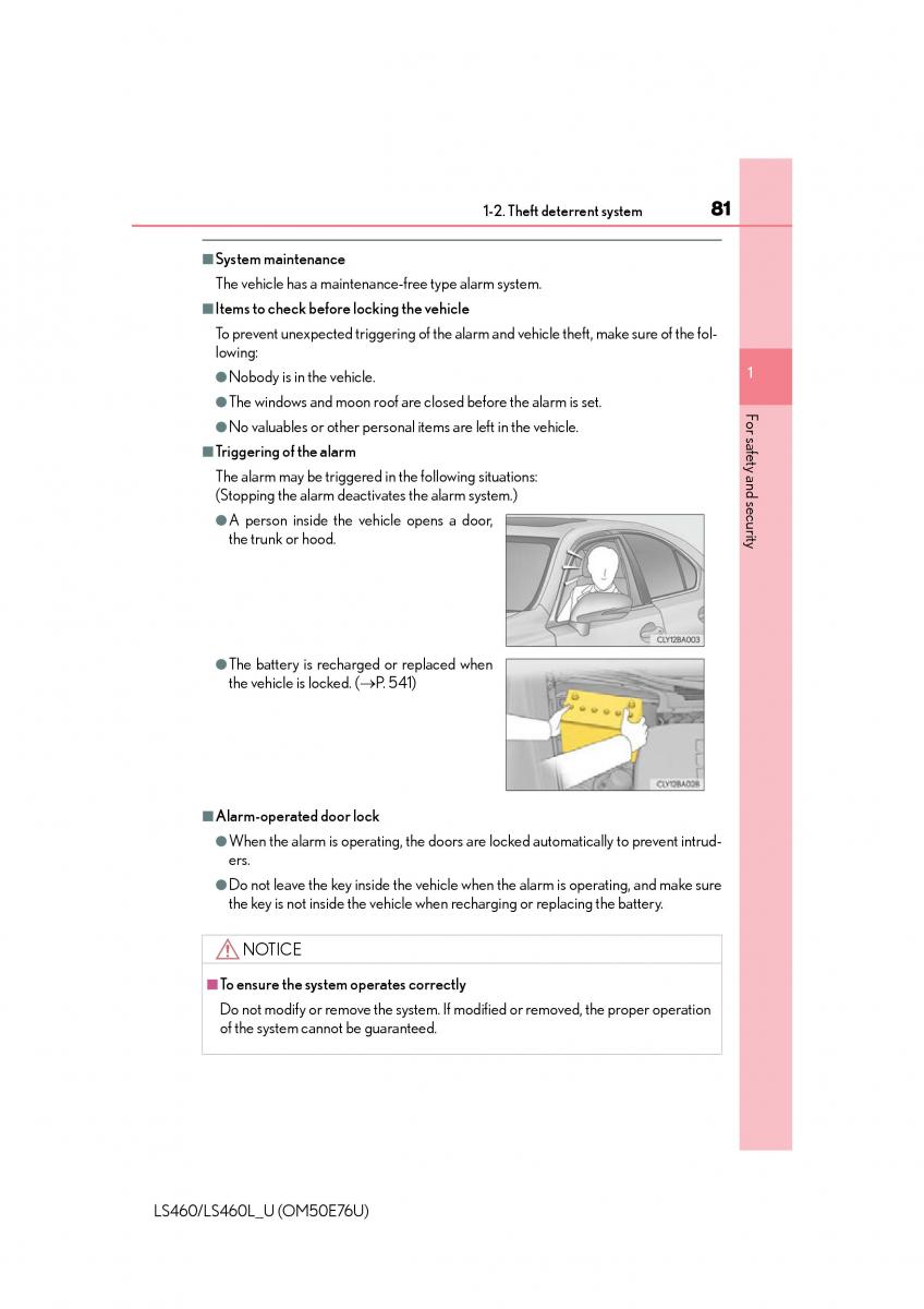 Lexus LS460 IV 4 owners manual / page 81