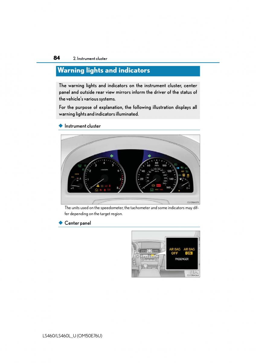 Lexus LS460 IV 4 owners manual / page 84