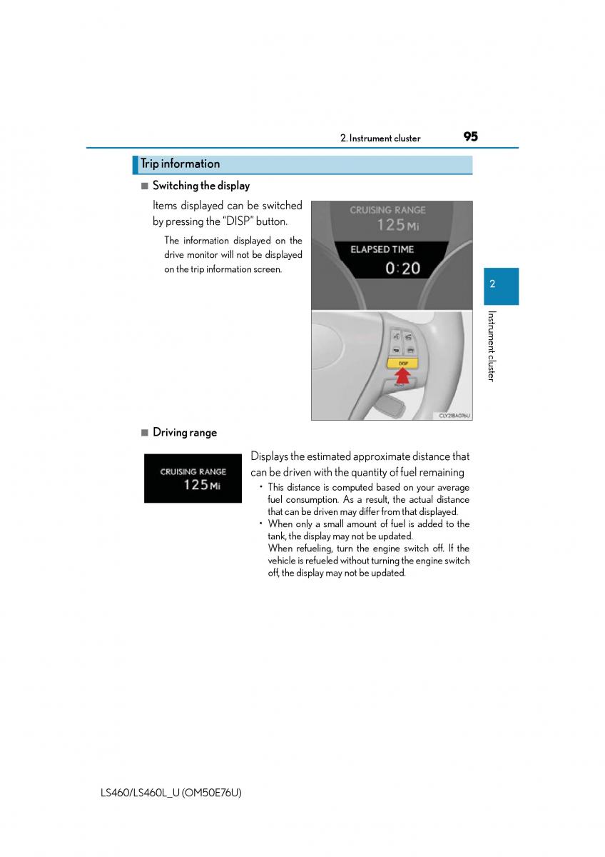 Lexus LS460 IV 4 owners manual / page 95