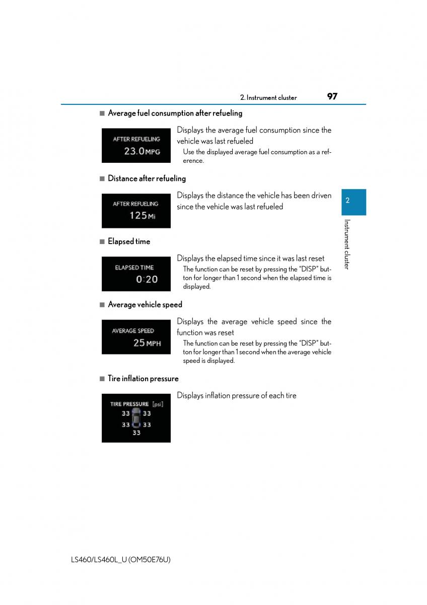 Lexus LS460 IV 4 owners manual / page 97