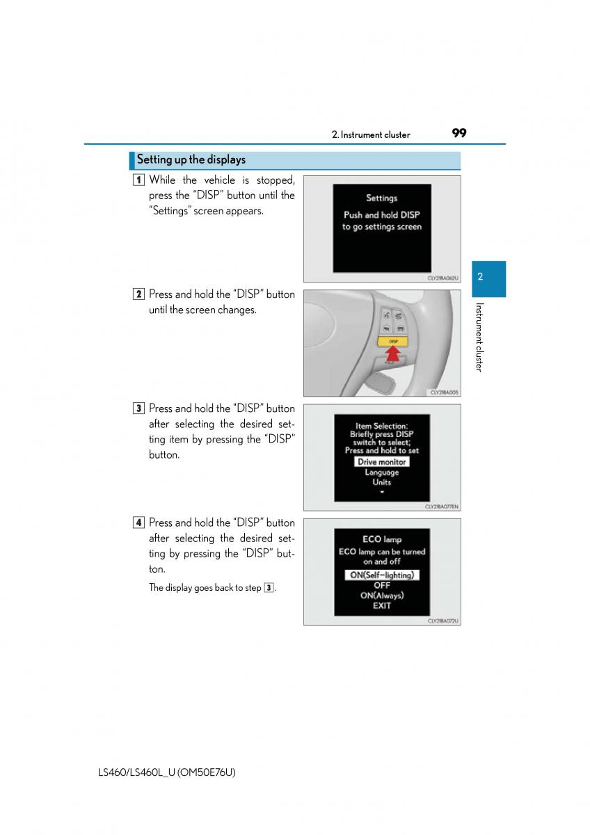 Lexus LS460 IV 4 owners manual / page 99